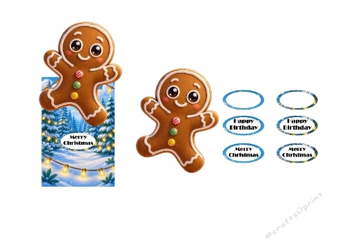 Gingerbread Character – 3D Mini Card – Merry Christmas / Happy Birthday