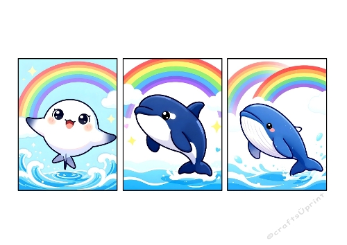 Sea Rainbow Trio – 3 Backgrounds on One JPEG