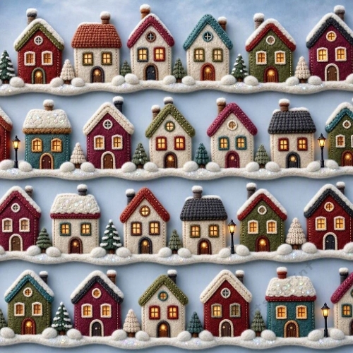 Knitted Winter Village – 1024×1024 JPEG