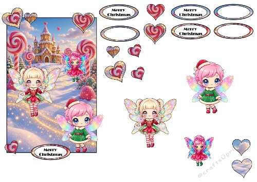3D Christmas Candyland Fairies Card – Merry Christmas Design