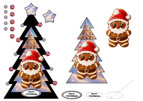 3D Gingerbread Santa Card – Christmas Tree Design