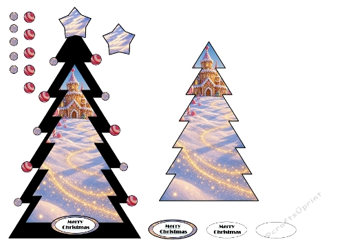Christmas Template Card – Gingerbread House Tree Design