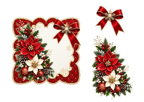 3D Poinsettia Christmas Card – Elegant Festive Frame