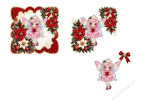 3D Christmas Fairy Card – Festive Poinsettia Frame