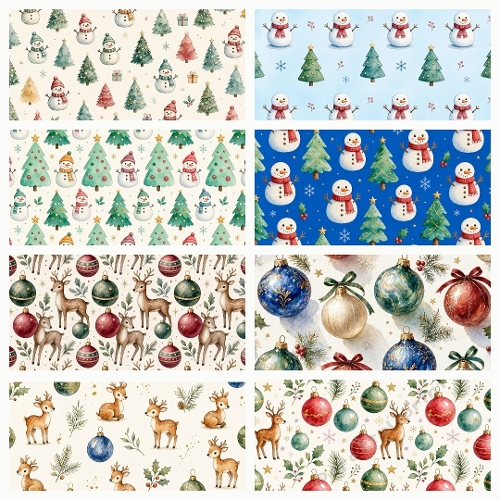 Christmas Pattern Collection – Set of 8 Festive Watercolor Backgrounds