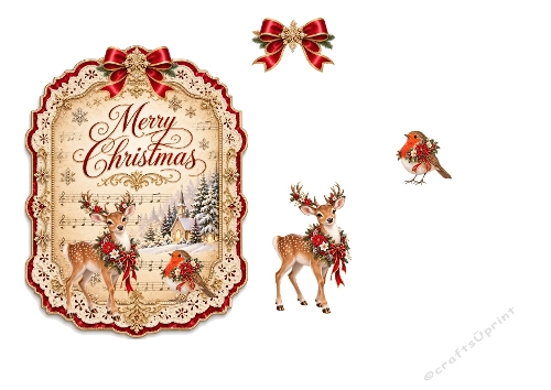 3D Christmas Deer – Winter Scene & Holiday Bow