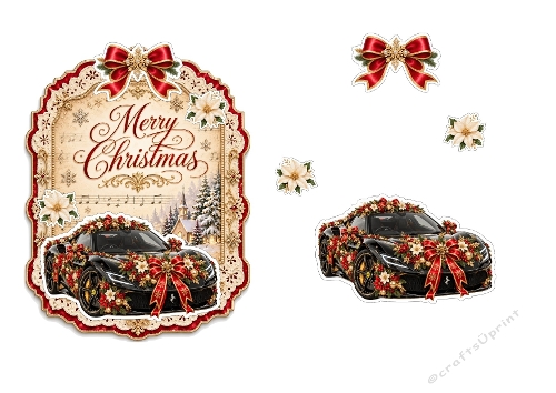 3D Luxury Christmas Ferrari – Festive Frame & Holiday Florals