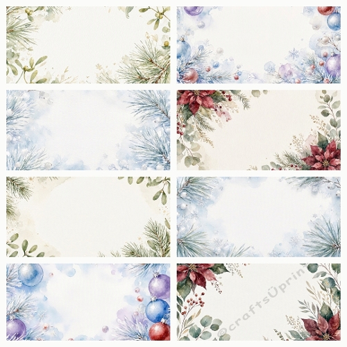 Winter Botanical Elegance – Set of 8 Watercolor Christmas Backgrounds