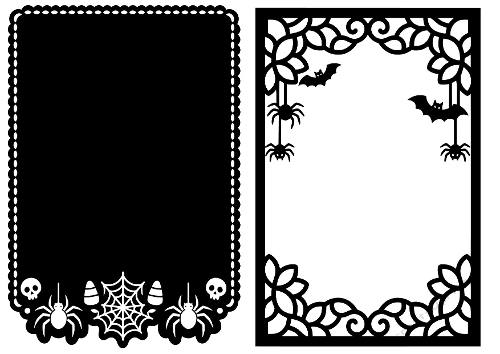 Halloween Cutting File – Spiders, Skulls, Bats & Web Borders (SVG & Silhouette)