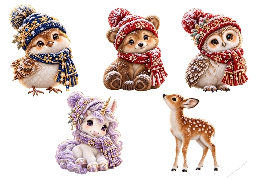 3D Winter Animals Card – Cute Bird, Bear, Owl, Unicorn & Deer