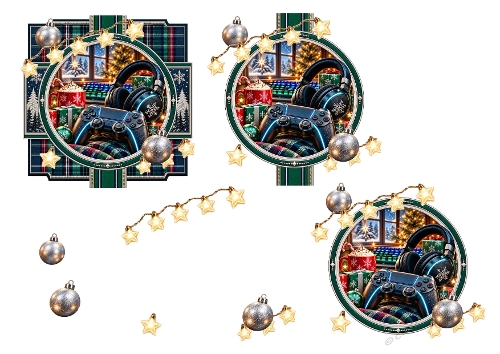 3D Christmas Gamer Card – Cozy Gaming Setup & Festive Frames