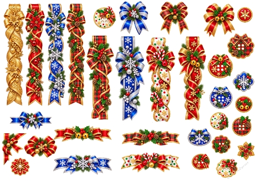Christmas Ribbon Kit – Festive Bows, Holly Accents & Holiday Embellishments