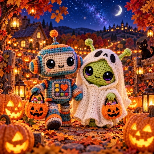 Crochet Halloween Robot Alien 
