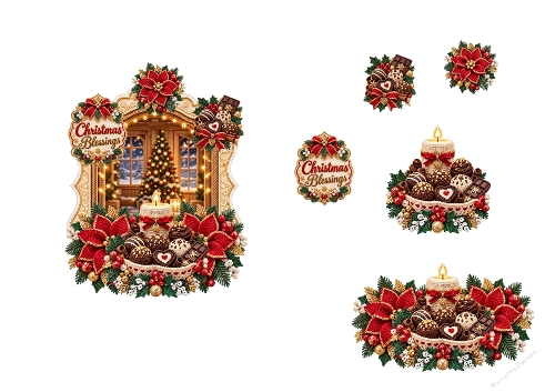 Christmas Blessings Candle & Chocolates – Luxury 3D Decoupage Christmas Card Kit