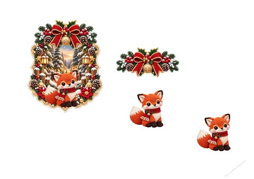 Winter Fox Christmas Wishes – Cute Fox A4 3D Decoupage Card Kit