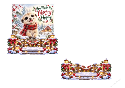 You Make Me Meer-y Happy! – Cute Meerkat Christmas 3D Card Topper Kit