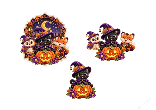 Spooky Halloween Friends – Black Cat, Owl & Fox 3D Decoupage Card Kit