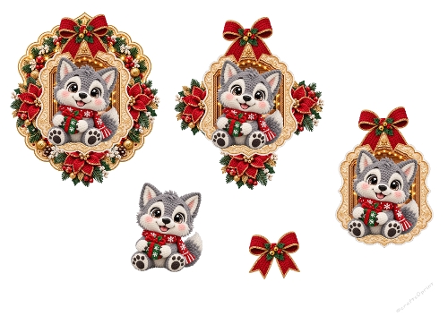 Christmas Wolf Cub Wishes – Adorable Wolf 3D Decoupage Card Kit