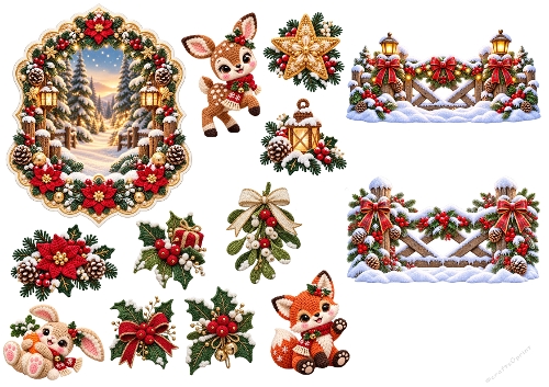 Cute Christmas Woodland Animals Cardmaking Kit A4 JPEG
