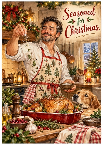 Illustration Watercolor Christmas Chef Seasoned for Christmas