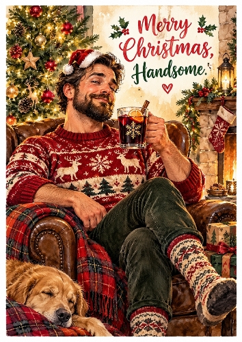 Watercolor Christmas Merry Christmas Handsome Man Illustration