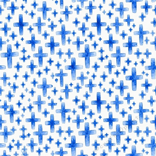 Seamless Watercolor Blue Crosses Pattern Background Paper 1024x1024 JPEG