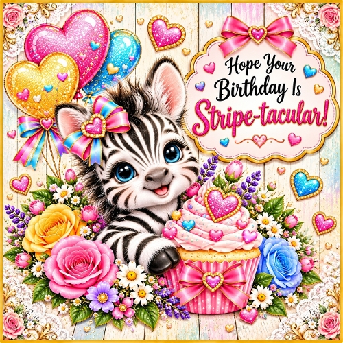 Watercolor Zebra Hope Your Birthday Is Stripe-tacular Illustration