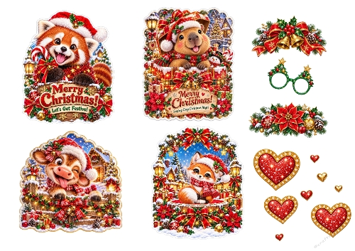 Christmas Characters Clipart Set – A4 Festive Elements Collection