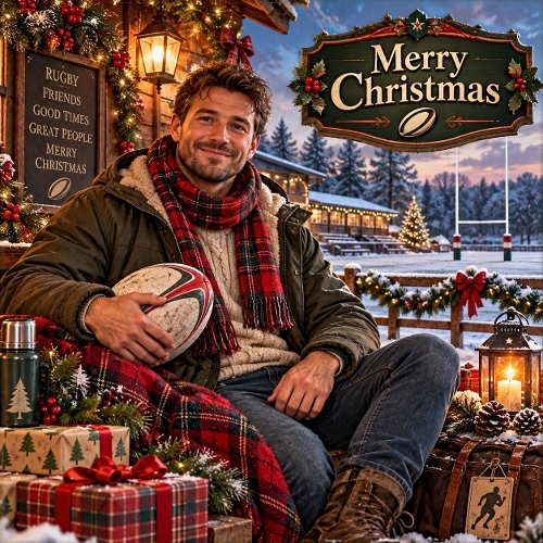 Watercolor Christmas Rugby Player Merry Christmas Illustration 1254x1254 JPEG