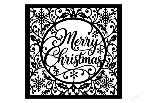 Merry Christmas Papercut Laser Cut Template Silhouette Craft Cutting File