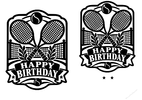 Happy Birthday Tennis Rackets Net Papercut Laser Cut Template Cutting File