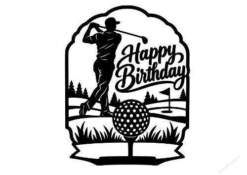 Happy Birthday Golfer Golf Ball Tee Papercut Laser Cut Template Cutting File