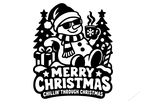 Merry Christmas Cool Snowman Sunglasses Cocoa Papercut Laser Cut Template Cutting File