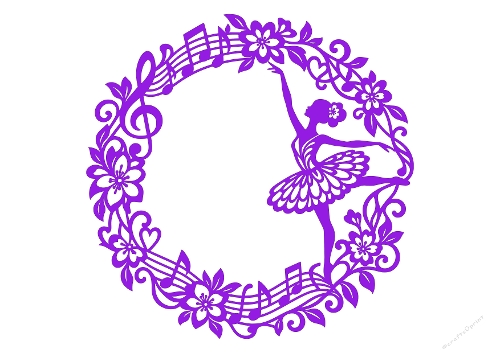 Ballerina Floral Musical Wreath Papercut Cut