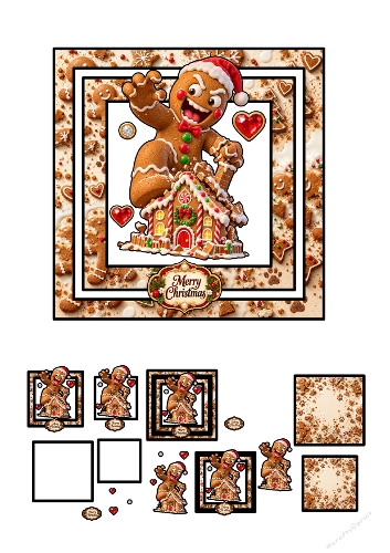 Funny Gingerbread Monster Christmas House 3D Decoupage A4 Sheets JPEG