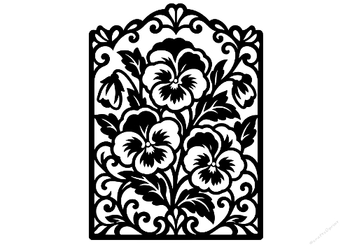 Ornate Floral Pansy Card Cover Cut File  