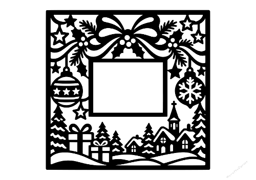 Christmas Village Frame Photo Card
