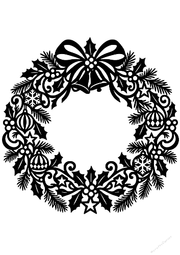Christmas Wreath Bells Ornaments Circular Cut File Studio