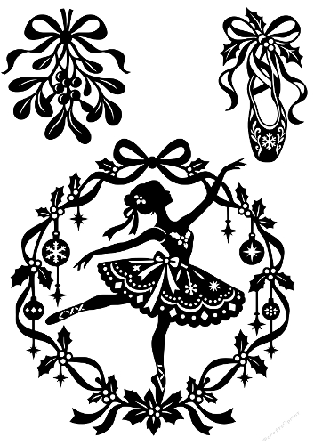 Christmas Ballerina Wreath Pointe Shoe Cut File Studio