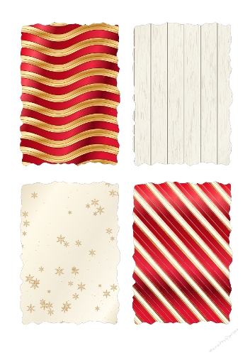 Christmas Card Backgrounds Kit Red Gold Waves Wood Snowflakes A4 JPEG Sheet