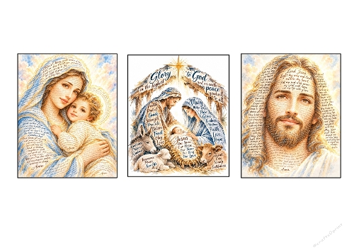  Watercolor Christian Typography Word Art Jesus Nativity Mary A4 Sheet Printable
