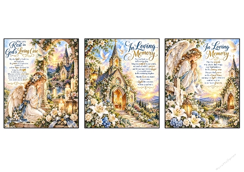 In Loving Memory Sympathy Angel Church A4 Sheet Printable   