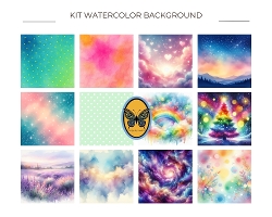 45 Watercolor Backgrounds Kit – 850x850 px JPEG – Digital Paper Set for Craft, Scrapbooking, Cards & DIY Projects