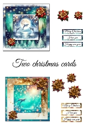 Magical Dolphin Christmas Cards with Moon, Stars, and Flowers