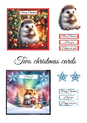 Cute Animal Christmas Cards – 2 Easy 3D Designs A4 JPEG