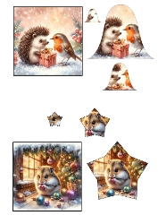 2 Festive 3D Christmas Cards – Cute Animals A4 JPEG