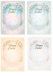 Happy Easter Card Backgrounds Kit | Set of 4 Ornate Designs | A4 Printable Sheet