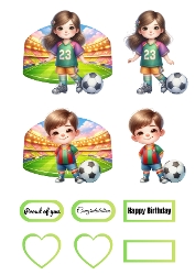 Cute Football Kids 3D Decoupage A4 – Boy & Girl Soccer Birthday Card Kit
