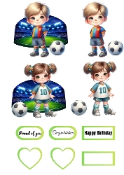 Cute Football Kids 3D Decoupage A4 – Boy & Girl Soccer Birthday Card