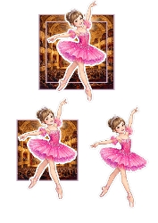 Pink Ballerina in Grand Opera House – Sparkling Ballet Illustration Set